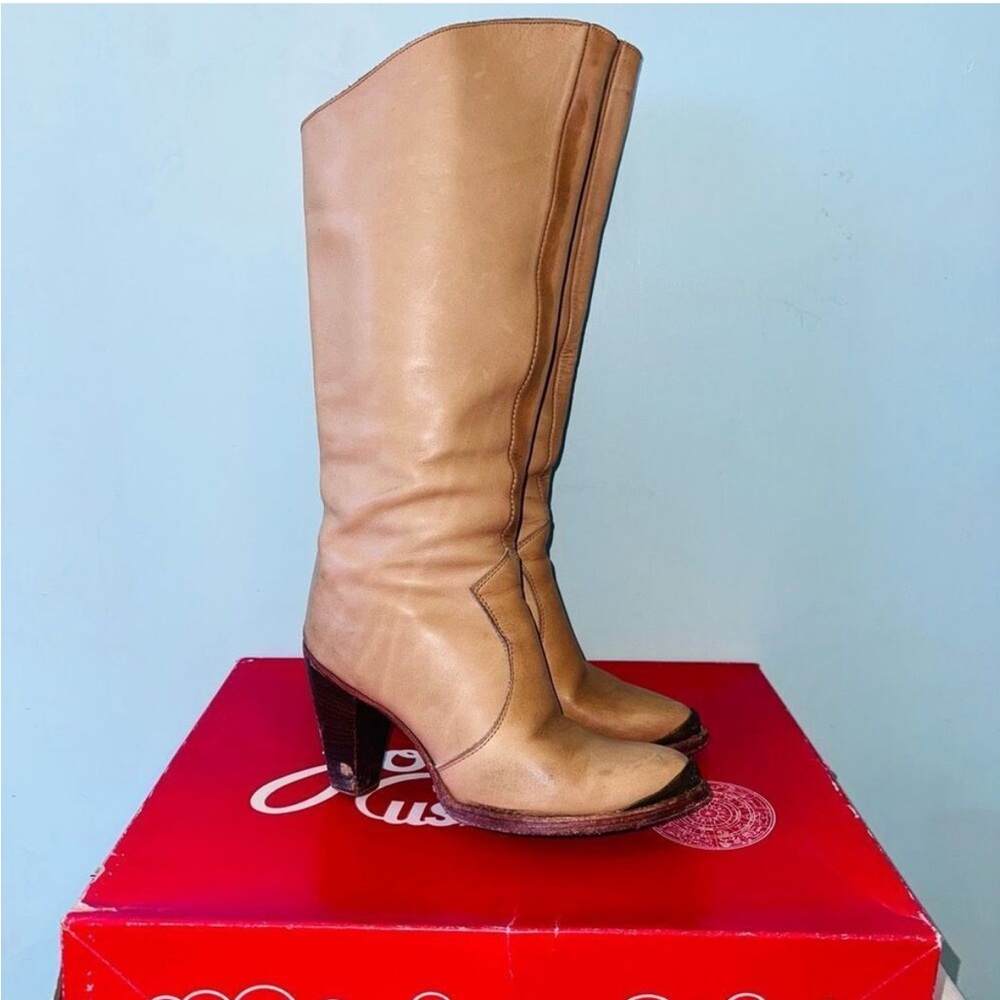 Vintage 1970s Knee High Leather Boots Size 7.5 M Zodiac USA